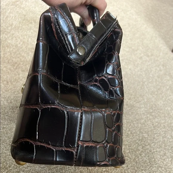 1990’s brown leather, crocodile embossed doctor’s bag - Picture 2 of 7